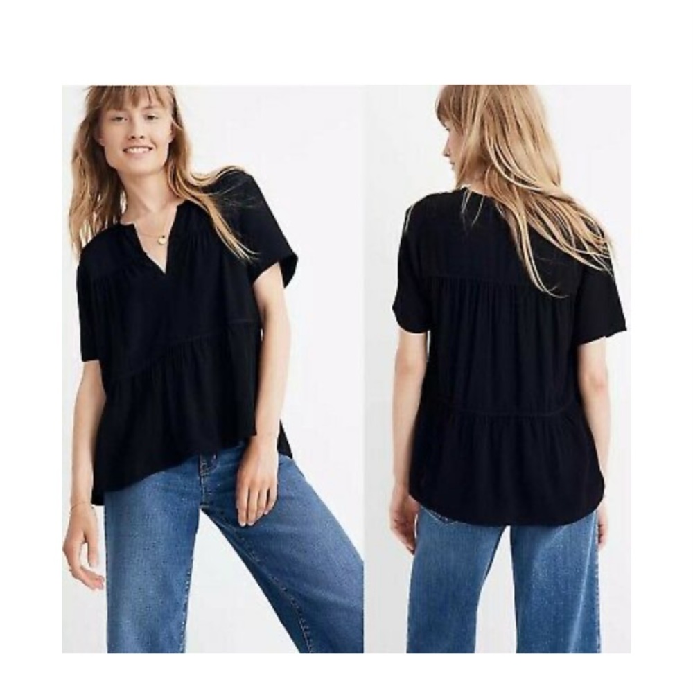 Madewell Vneck Tiered Babydoll Top